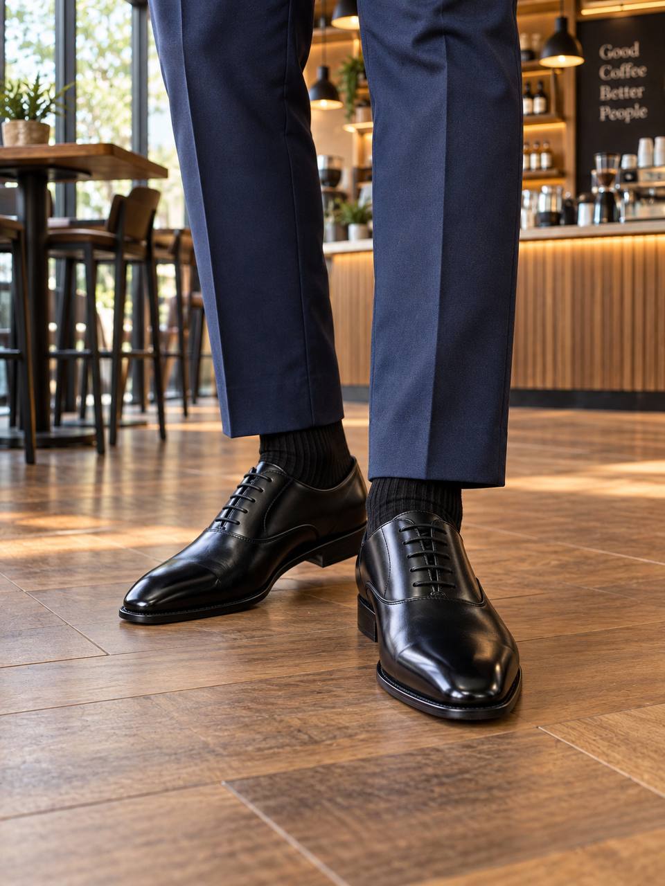 Men’s Black Wholecut Oxford Shoes – Handcrafted Full-Grain Leather Dress Shoes