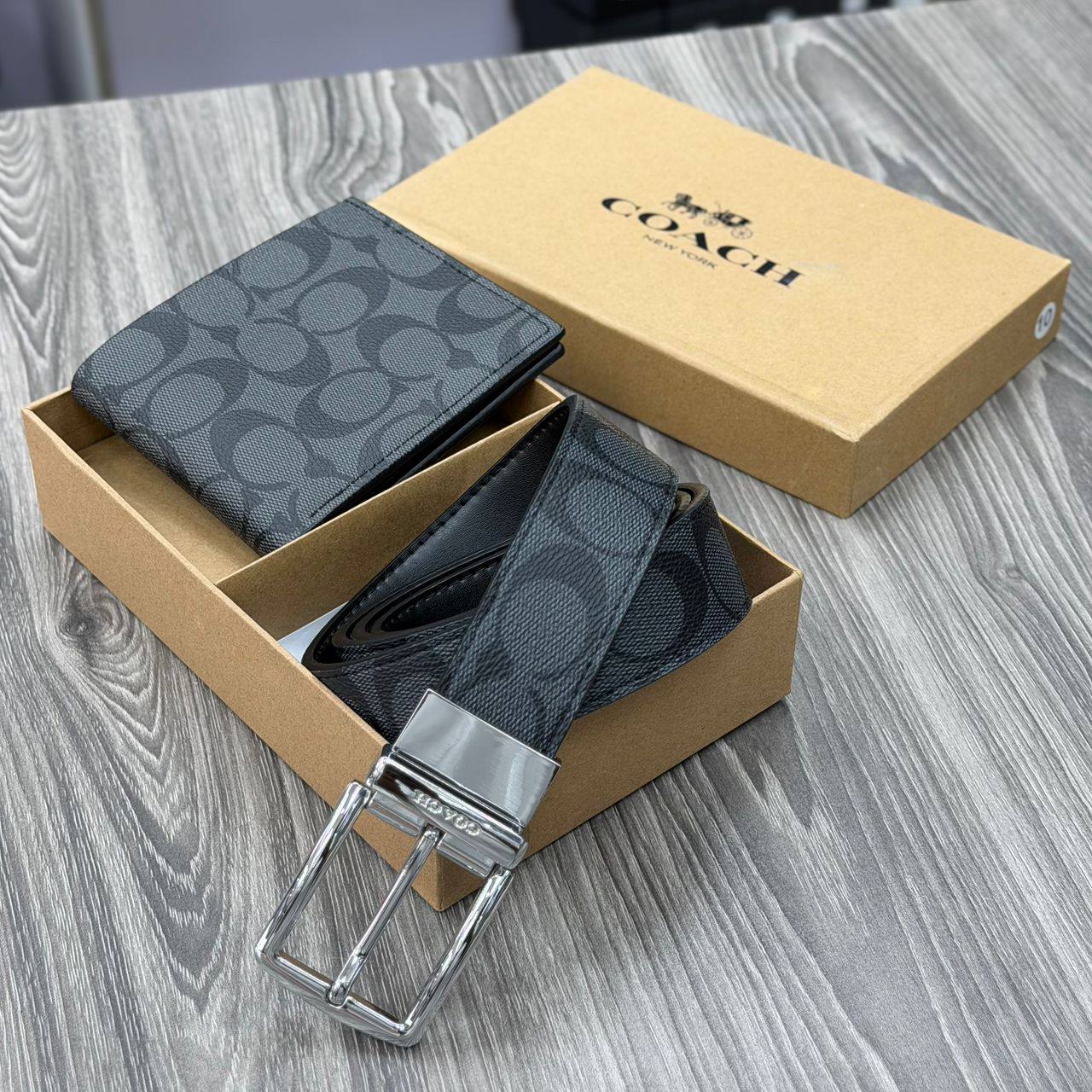 Coach Leather Wallet x Belt Combo
