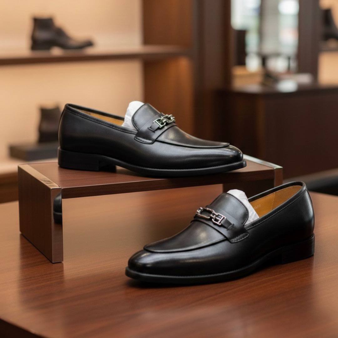 Italian Heritage Bit Midnight Black Full-Grain Leather Shoes (DS-1)