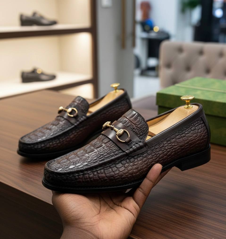 Men’s Luxury Crocodile-Embossed Loafer Shoes (Coffee E-V7)