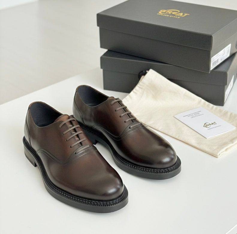 Men Italian Leather Oxford Shoes (Coffee)