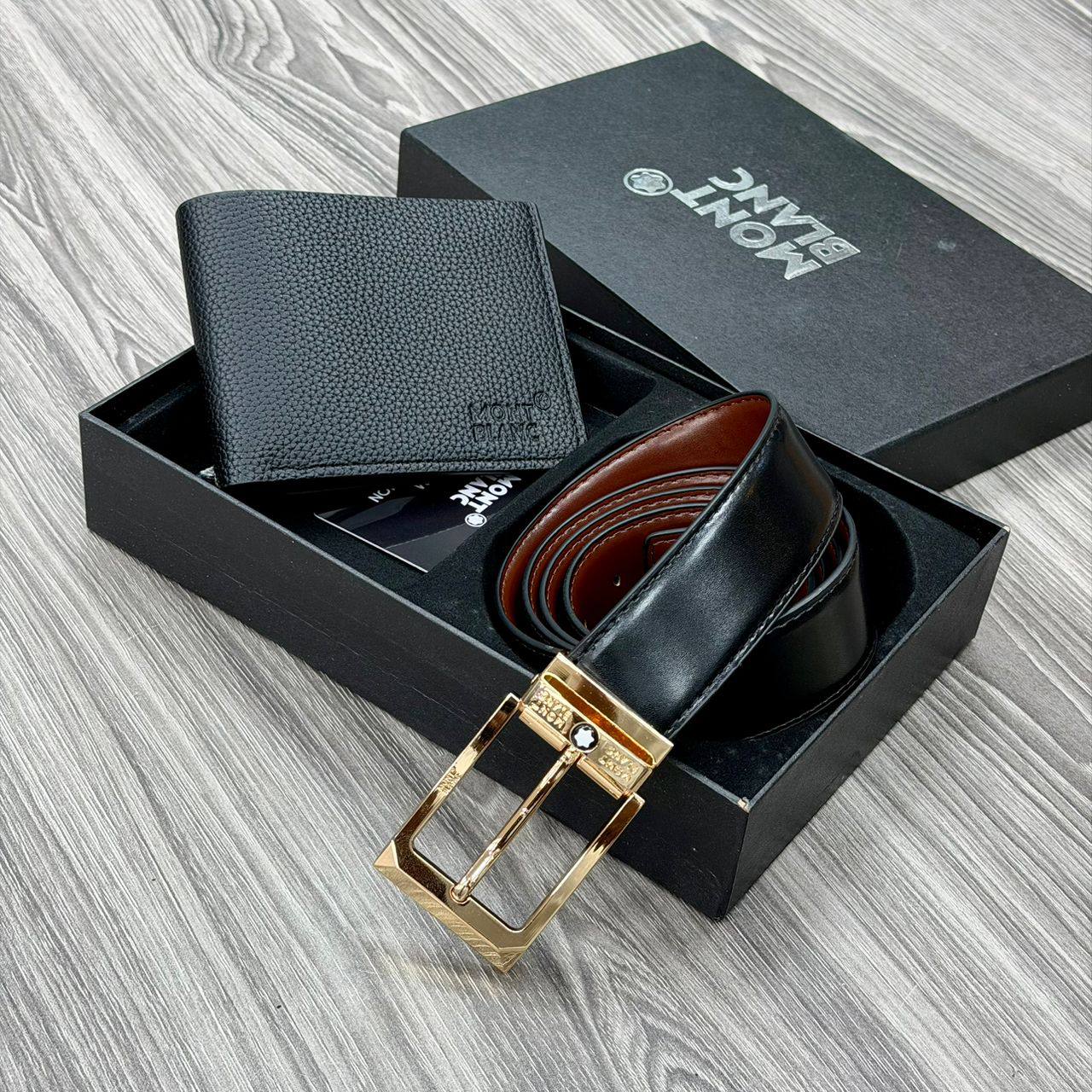 Mont Blanc Leather Belt x Wallet Combo