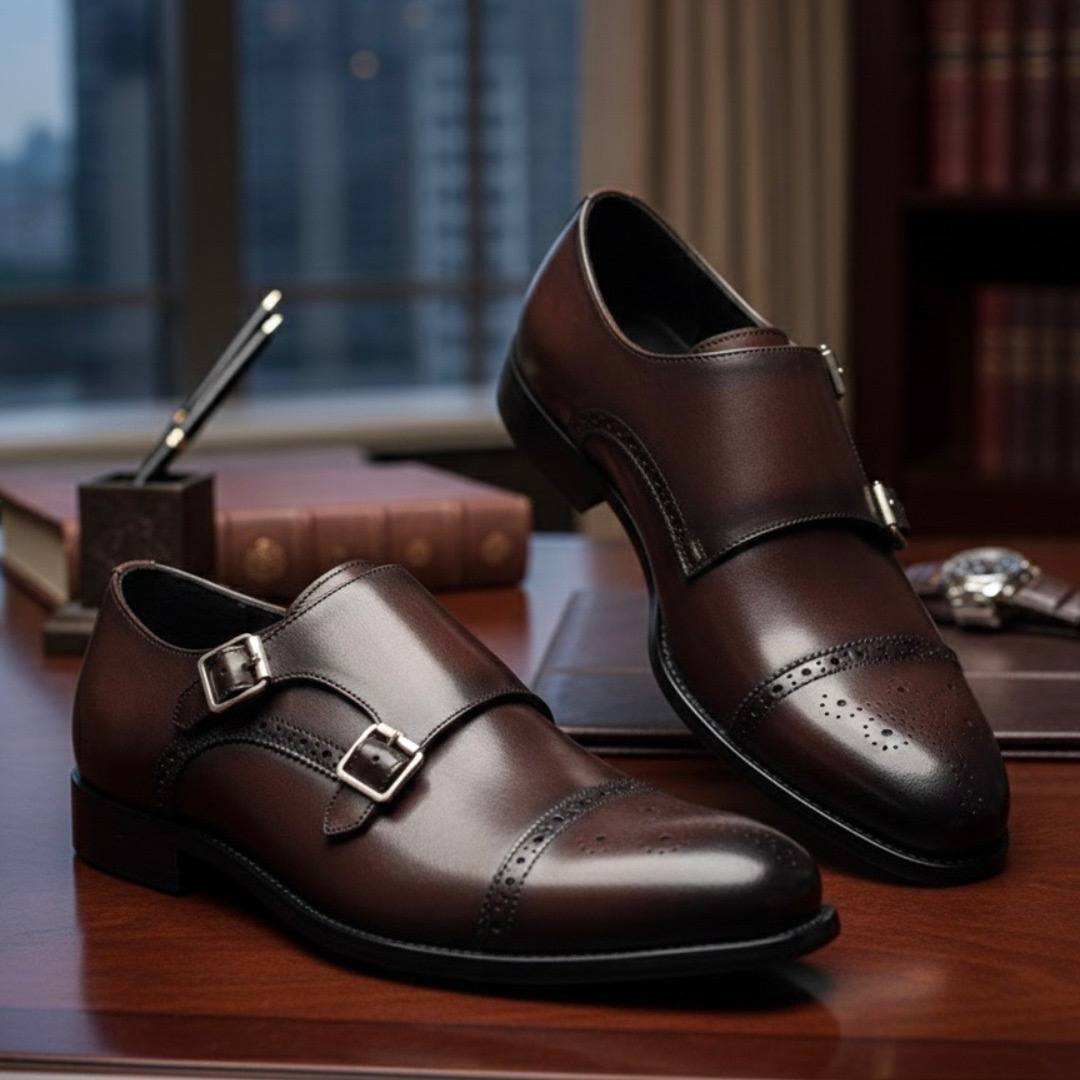 Luxe Monkstrap Shoes (Coffee E-V1)