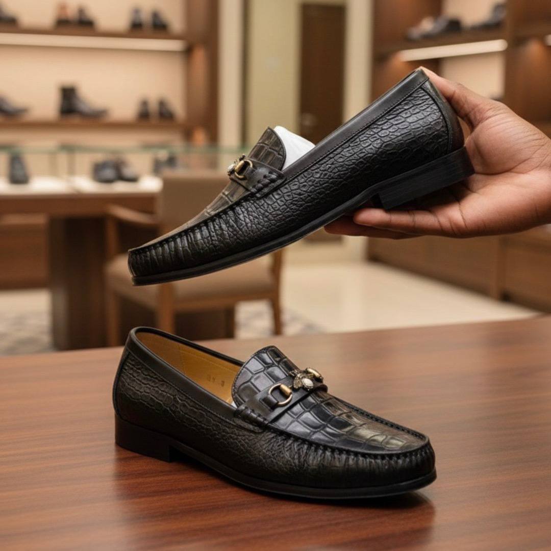 Men Executive Italian Croc Leather Penny Loafer Shoes (E-V1)