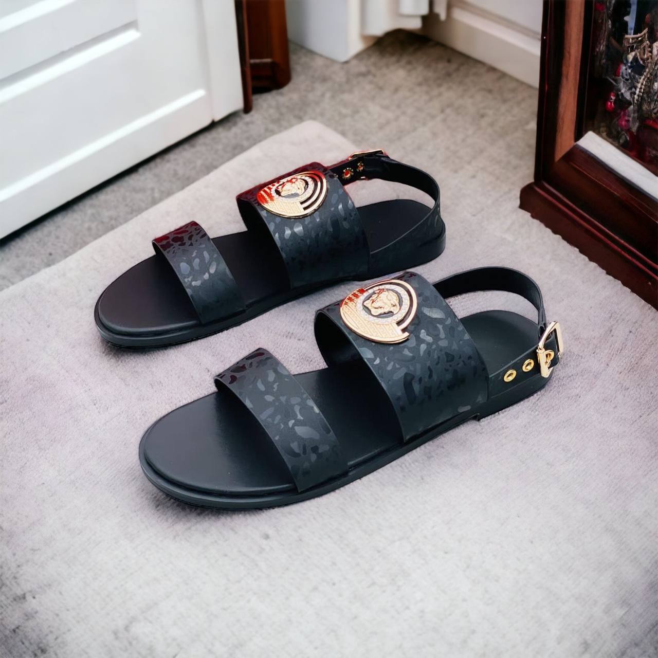 Italian Leather Sandals With Emblem