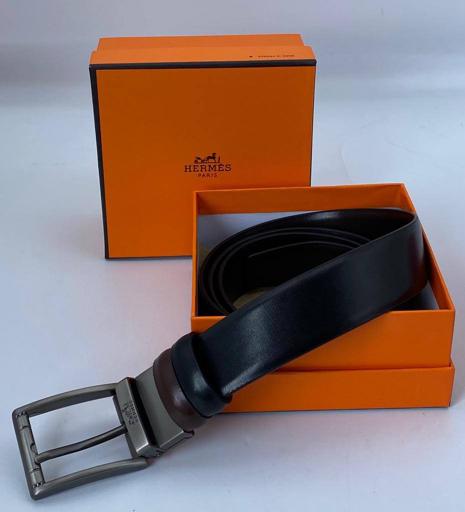 Hermes Reversible Leather Belt (Silver Buckle)
