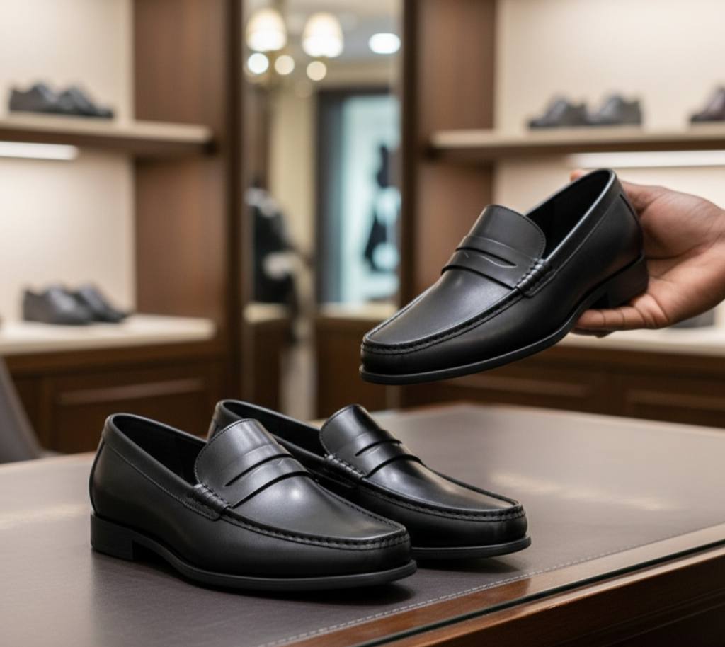 Luxe Executive Penny Loafers (Pure Leather Black E-V2)