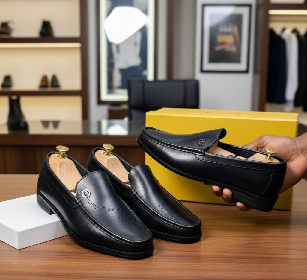 Men's Premium Black Leather Loafers (Handcrafted RTM-3)