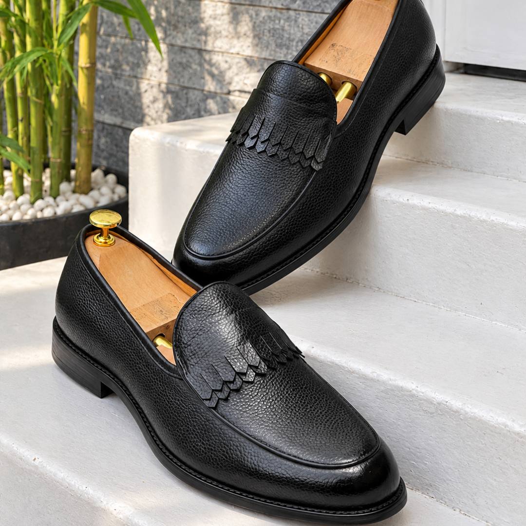 Pebbled Leather Kiltie Loafer
