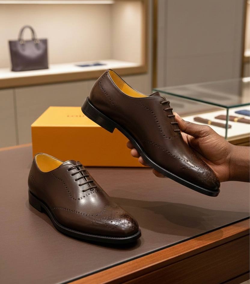 Men’s Leather Oxford Brogue Shoes (Brown E-V4)