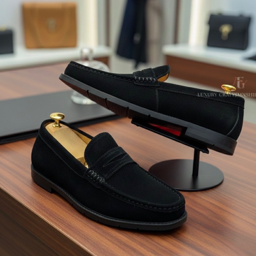 Men's Black Suede Modern Classic Loafer (RTM-1)
