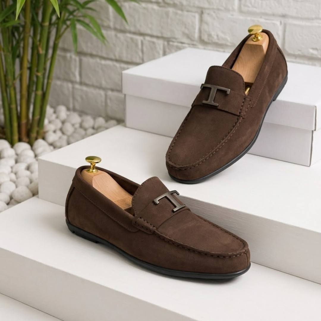 TODs Coffee Suede Loafers