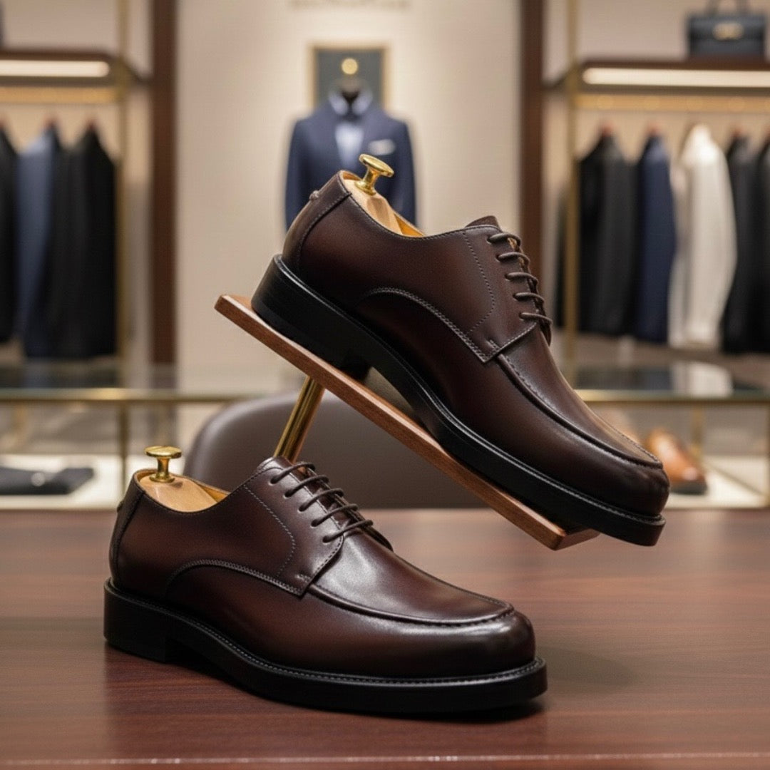 Men’s Dark Brown Leather Derby Shoes (Classic RTM-1)