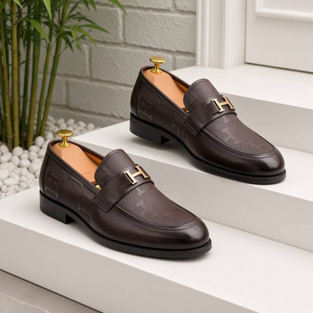 The Executive Monogram Leather Loafer — Rich Brown