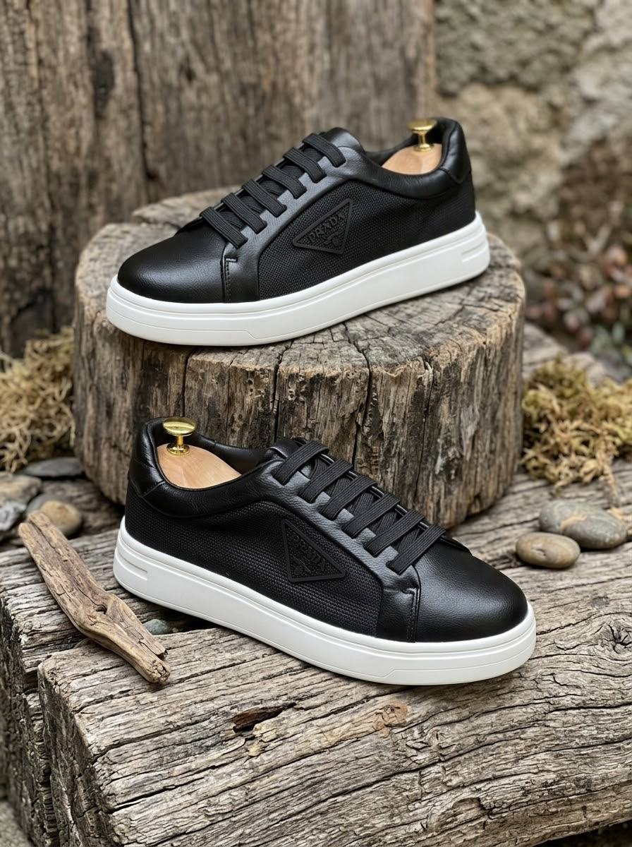Prada Business Smart Footwear (Black with White Sole)