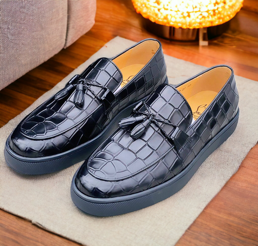 Premium Leather Red Bottoms (Black)