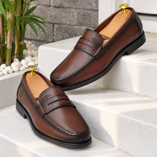 Premium Men's Dark Brown Leather Penny Loafer