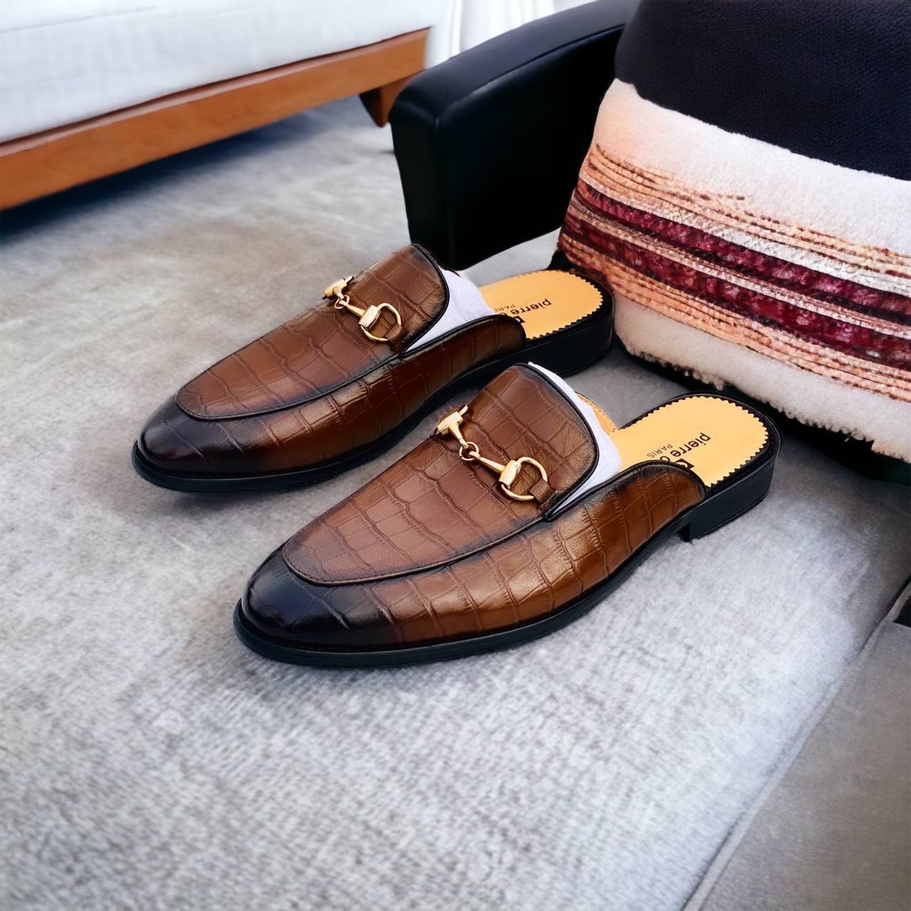 Brown Leather Half Cover Shoe