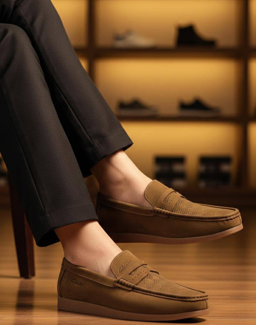 Clarks Suede Loafers Flat Gum-sole (AC-HUB1)