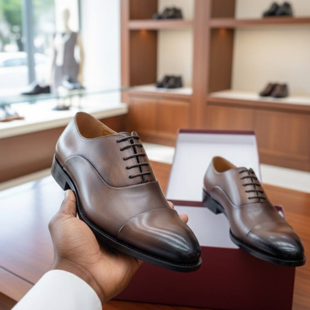 Men Executive Captoe Oxford Shoe (Brown E-V1)