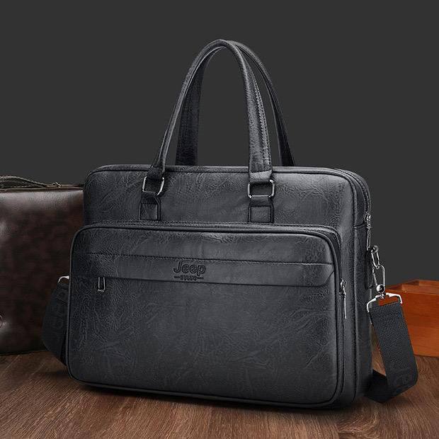 Men Leather Office Bag (Black)