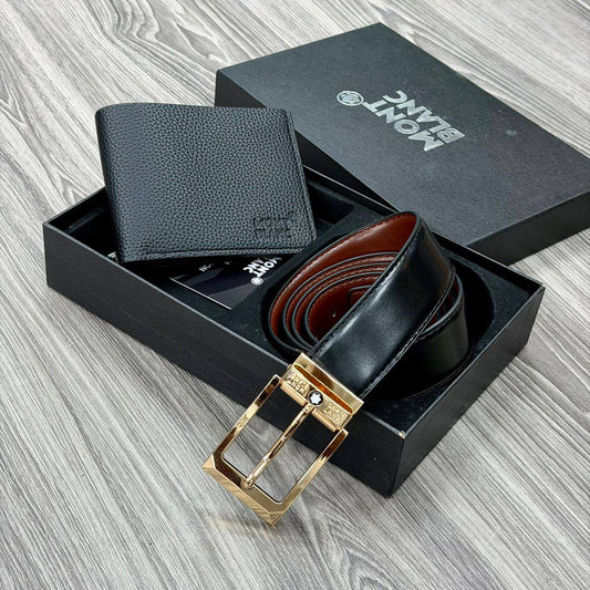 Mont Blanc Leather Belt x Wallet Combo