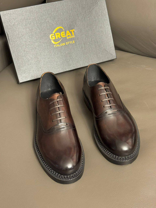 Men Italian Leather Oxford Shoes (Coffee)