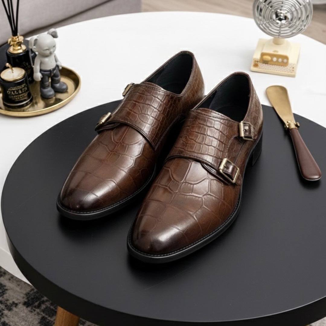 Men Brown Leather Monkstrap