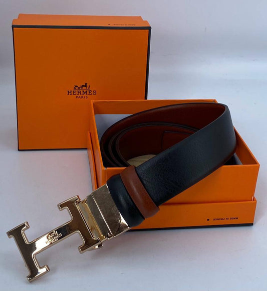 Hermes Reversible Belt (gold-plated emblem)