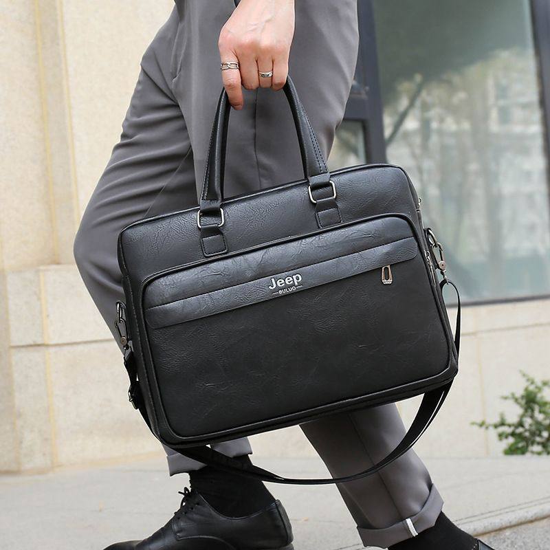 Men Leather Office Bag (Black)