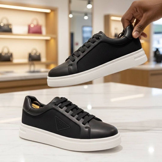 Prada Business Smart Footwear (Black with White Sole)