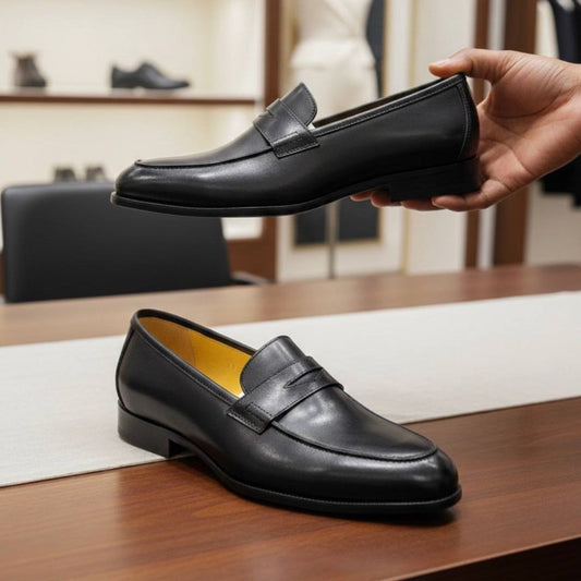 Classic Men’s Black Leather Loafers Dress Shoes (DS-1)
