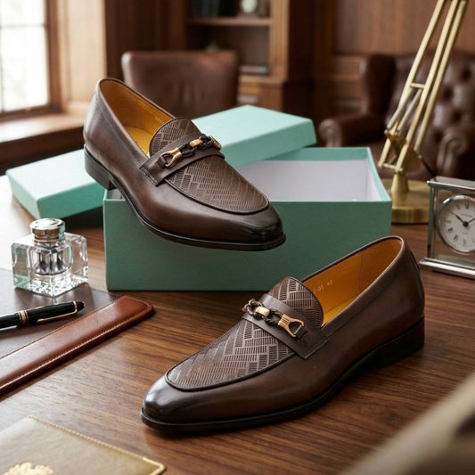 Men’s Artisan Leather Horsebit Brown Shoes ( AC x PG 001 )