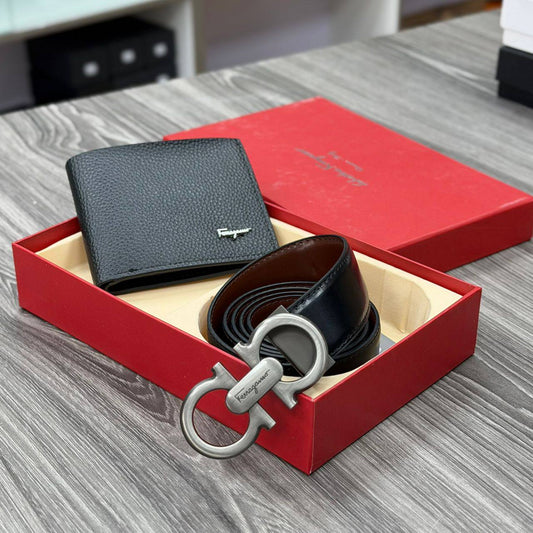 Feragamo Leather Belt x Wallet Combo