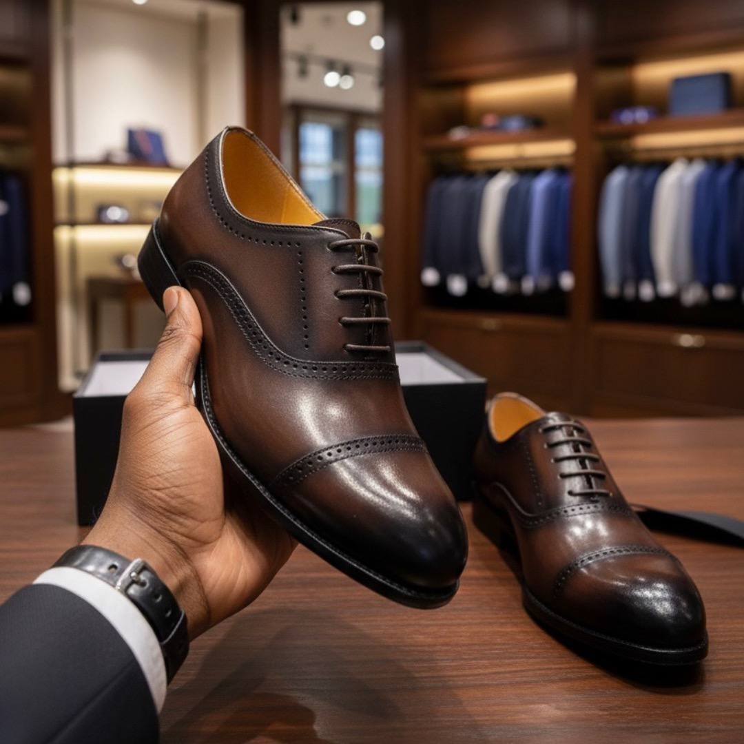 Executive Men’s Full-Grain Leather Oxford Shoes (RTM-4)