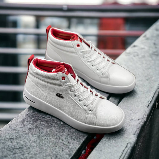 Lacoste Laced Boots (White & Red Lining)