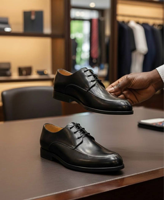 Men’s Full-Grain Leather Derby Shoes (Classic Black ENGL-1)