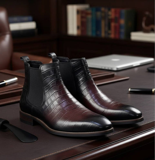 Sleek Executive Chelsea Boots Burgundy (E-V2)