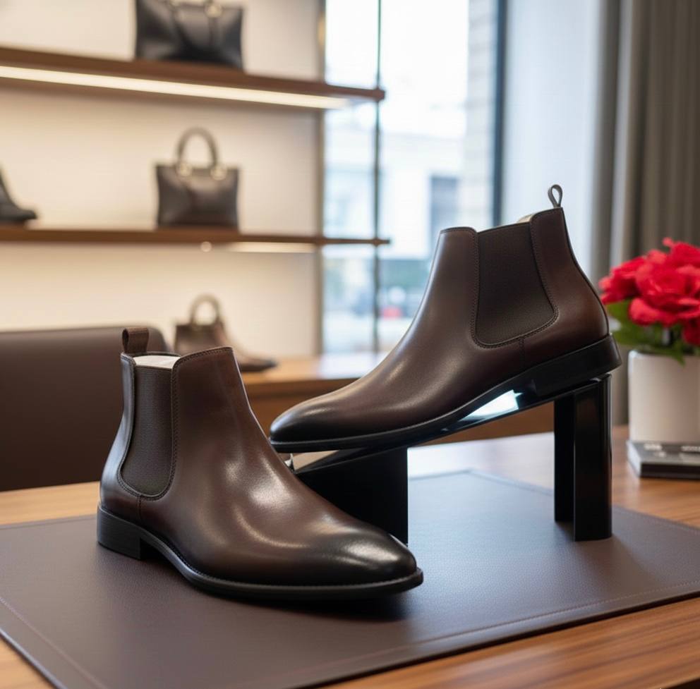 Men's Premium Full-Grain Leather Chelsea Boots (Dark Brown RTM-4)