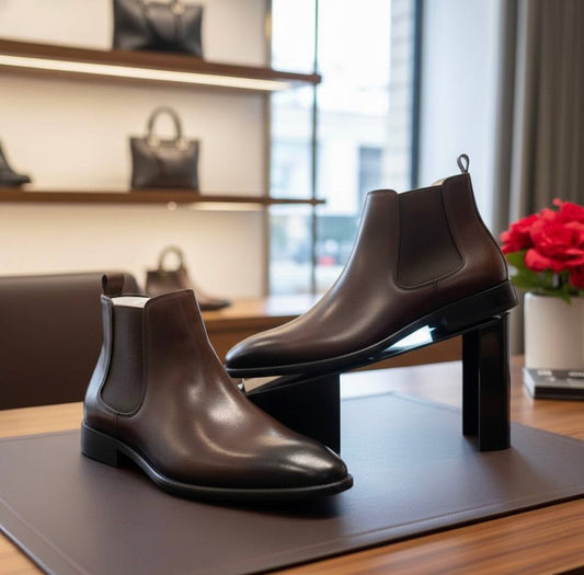 Men's Premium Full-Grain Leather Chelsea Boots (Dark Brown RTM-4)