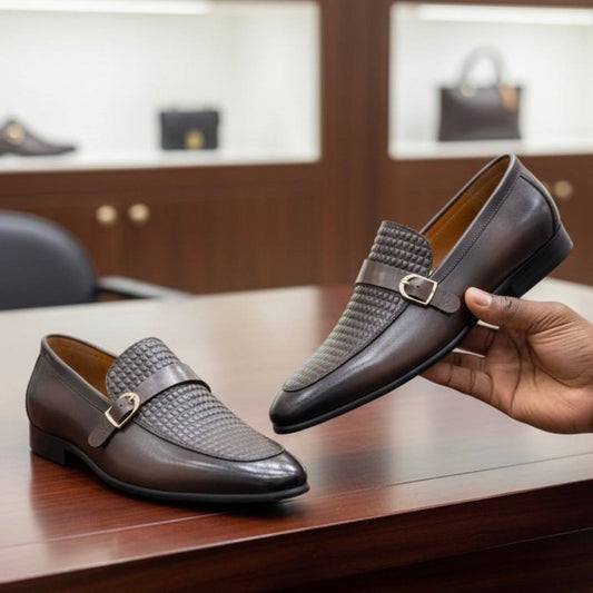 Men’s Dark Brown Single Monk Strap Dress Shoes (DS-1)