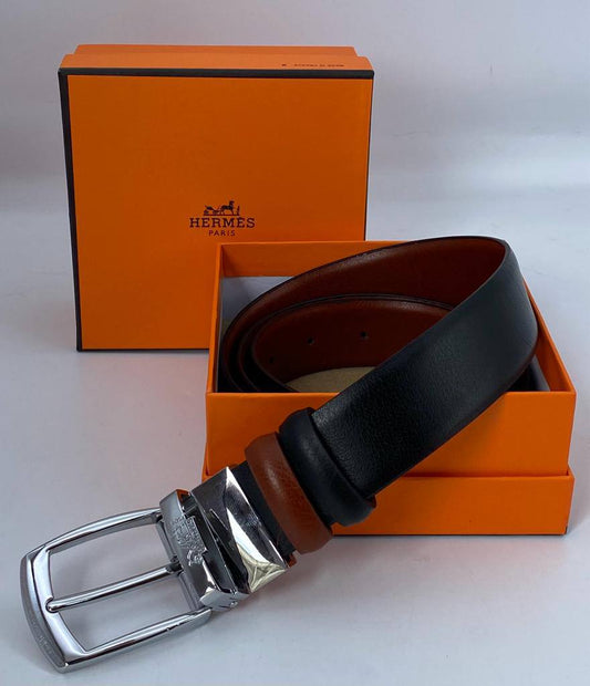 Hermes Reversible Leather Belt (Silver Buckle)