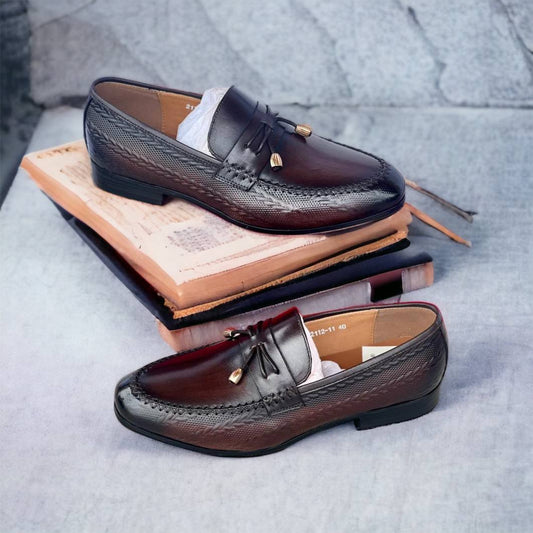 Coffee Olive Pattern Shoes (Gold Plated Bells)