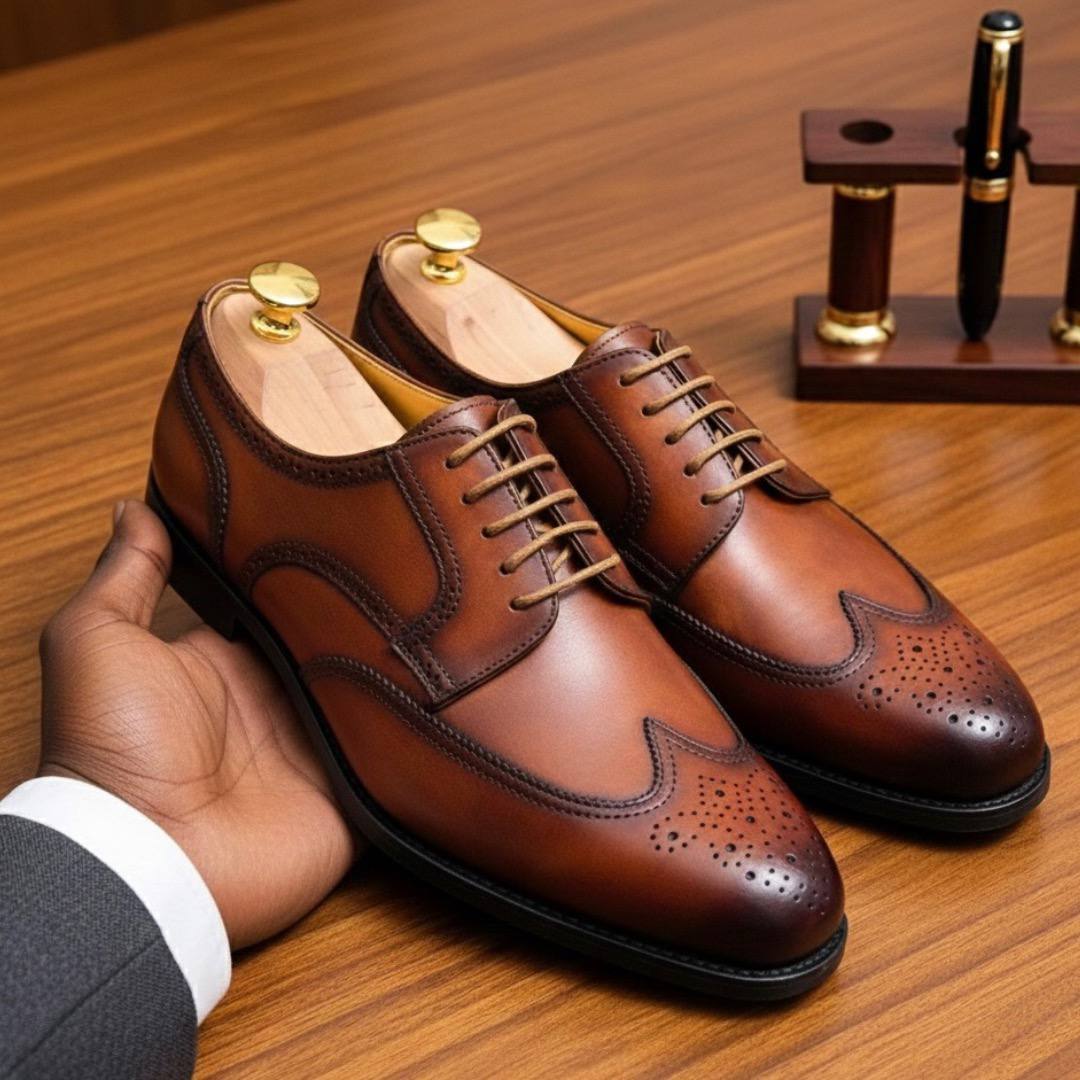 Classic Men's Brown Leather Oxford Shoes (RTM-1)