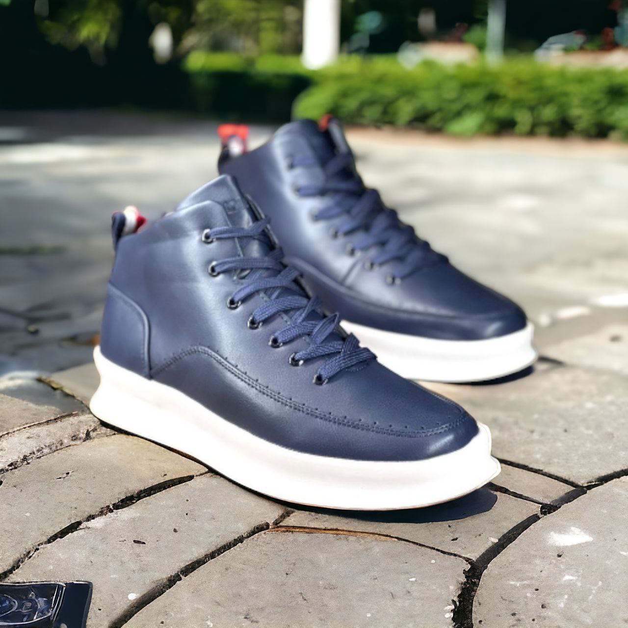 LV Quality Leather Blue Boots With Gum-sole