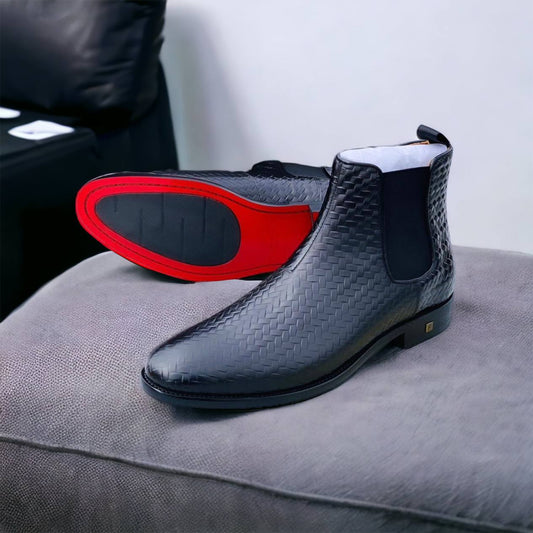 Wooven Pattern Italian Chelsea Boots (s7)