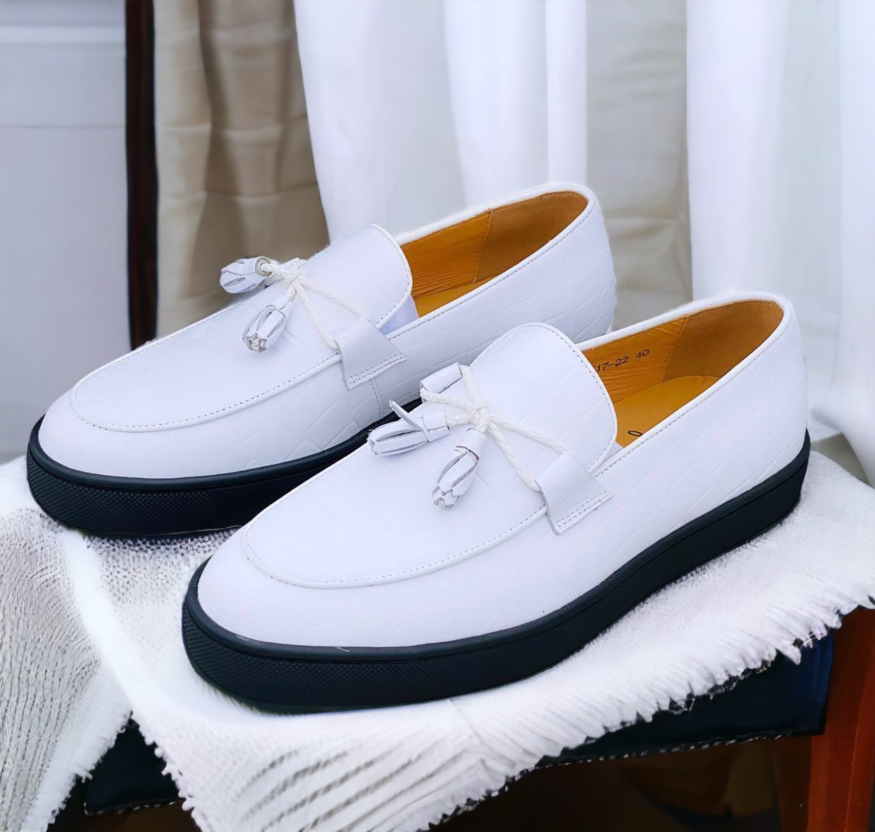 Premium Leather Red Bottoms (White)