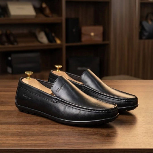 Men’s Premium Black Leather Driving Loafers (CM-007)