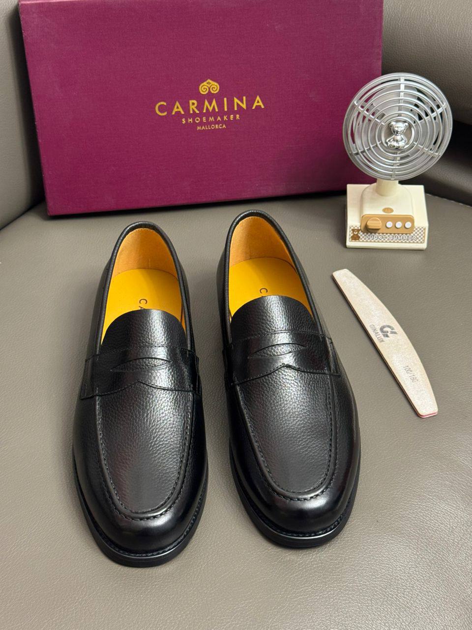 Carmina Italian Leather Penny Loafers (Black)