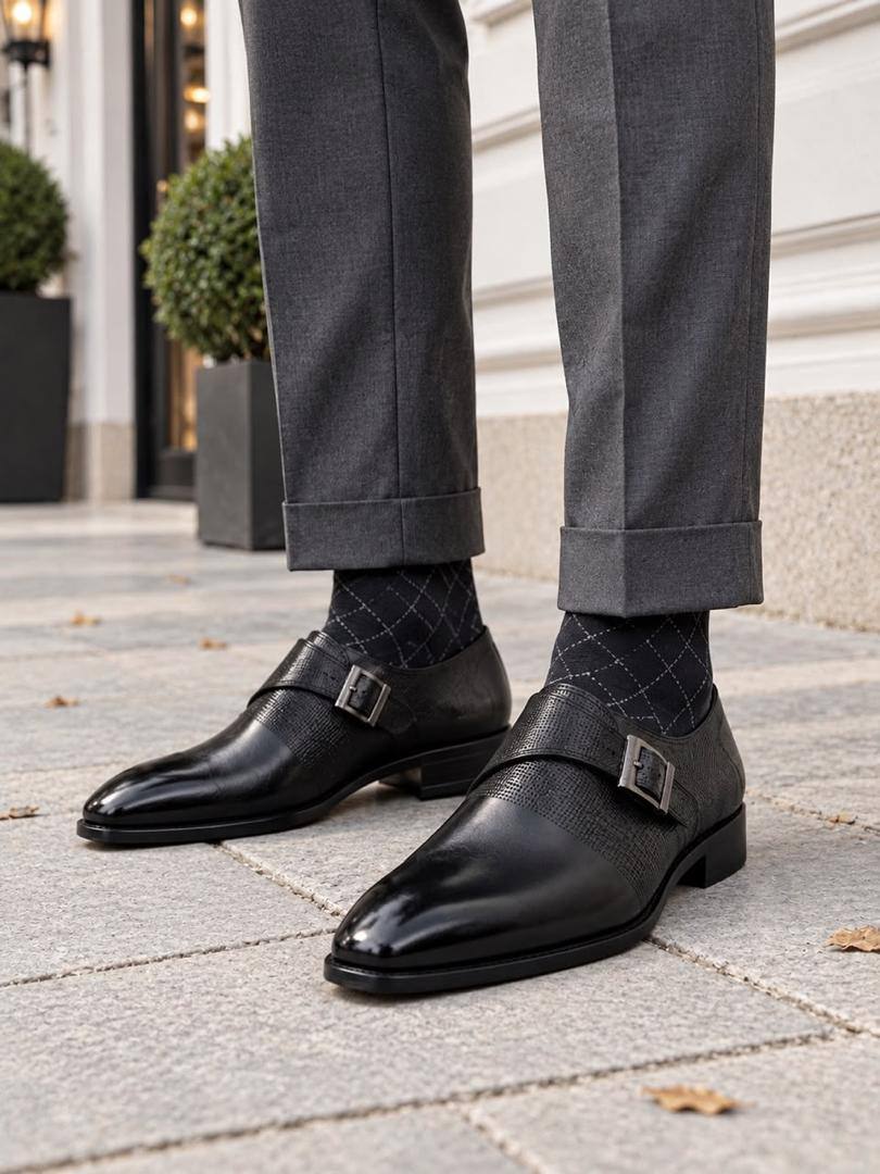 Executive Single Monk Strap (Black Italian Leather)